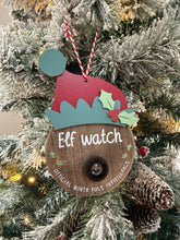 Elf and Santa camera hanging decoration